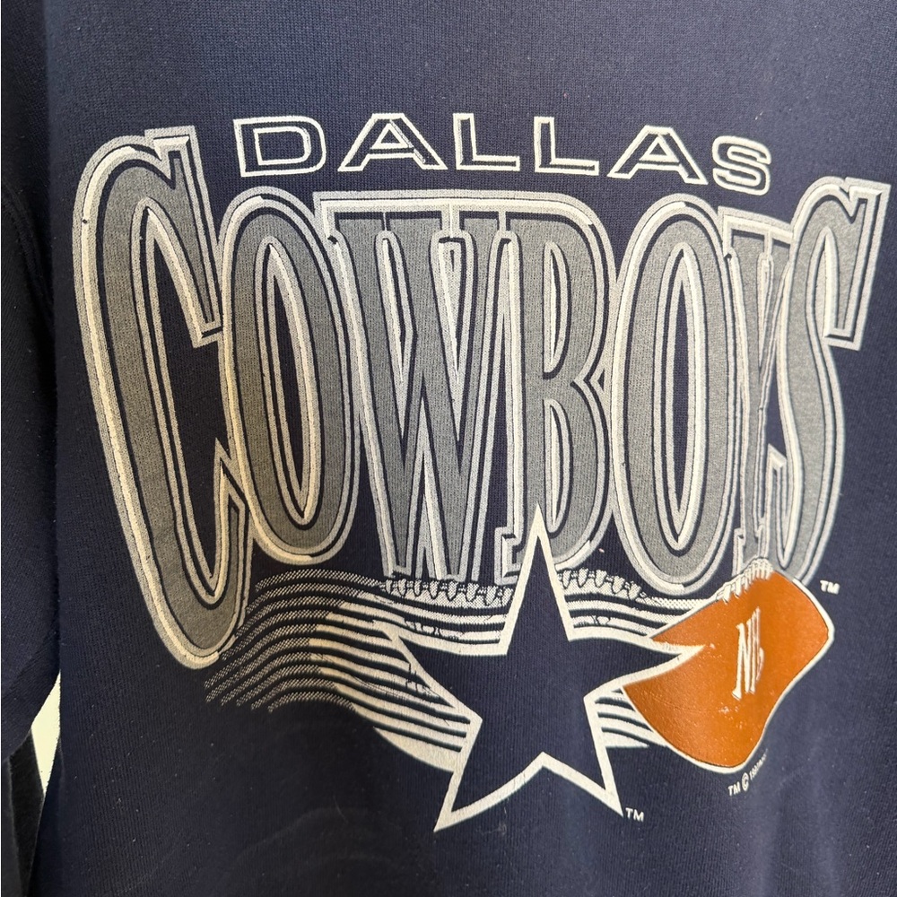 Vintage 90s Dallas Cowboys Logo 7 NFL Crewneck Sweatshirt Navy Medium - Picture 4 of 4